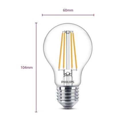 Philips Electronics Nederland B.V. Philips Filament LED Classic Warm White 6W A60