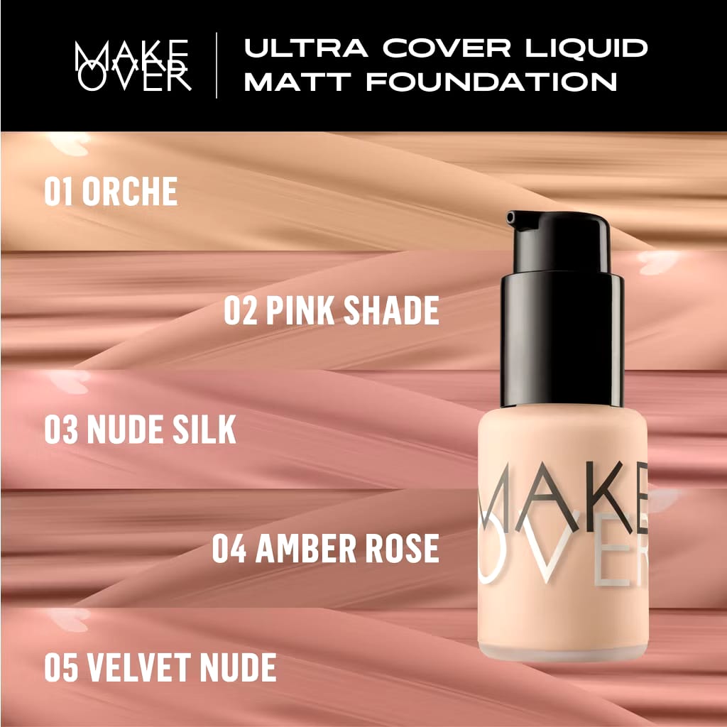 Paragon Technology and Innovation MAKE OVER Ultra Cover Liquid Matte Foundation 01 Ochre