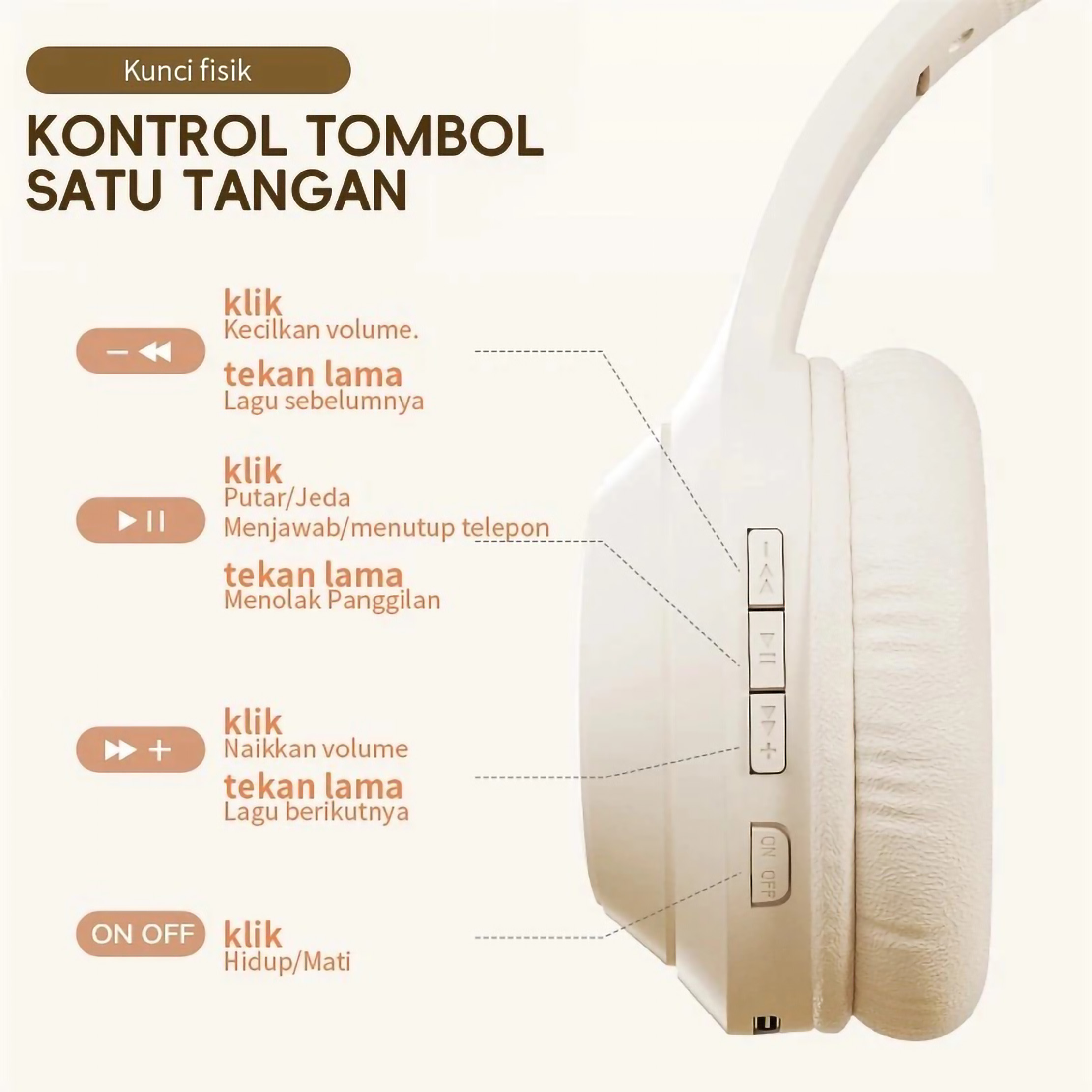 Aidai Indonesia Jaya Vantron Foldable Wireless Bluetooth Headphone M6