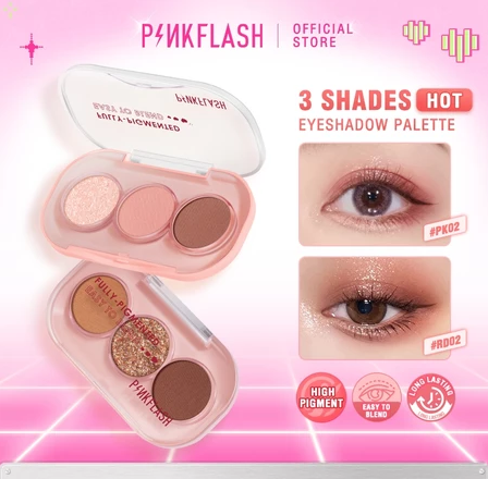 FCL Internasional Indonesia PINKFLASH 3 Shades Eyeshadow Palette BR01