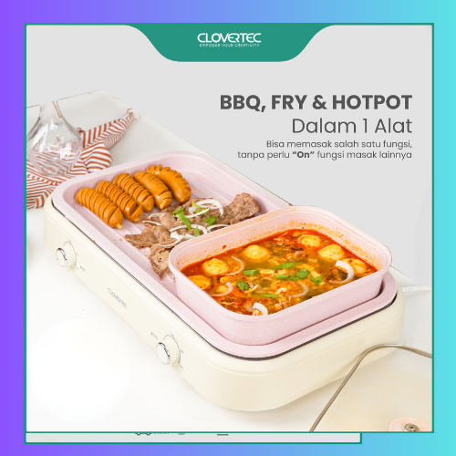  Clovertec Multicooker Grill Hotpot Fry 3 in 1  CHG-5624CM