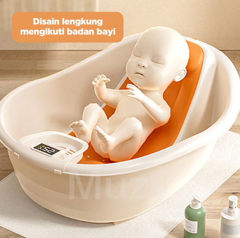 Muzy Portable Baby Bathtub with Digital Thermometer 2