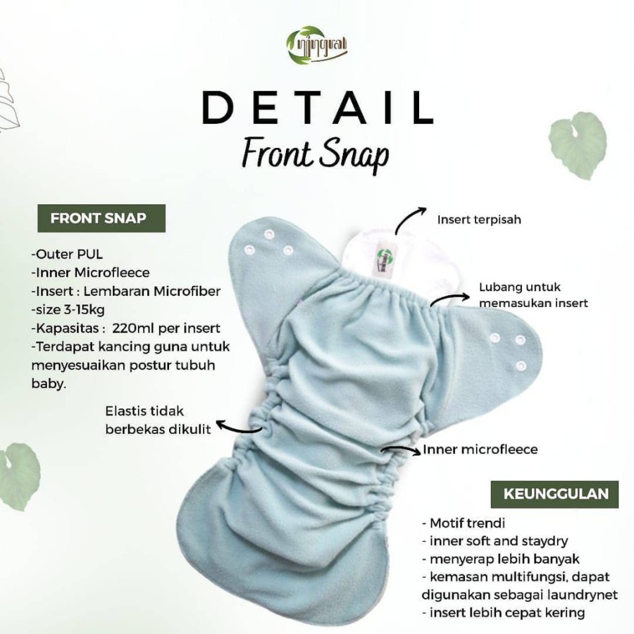 Hasta Ningrat Cloth Diaper Ningrat Front Snap Clodi