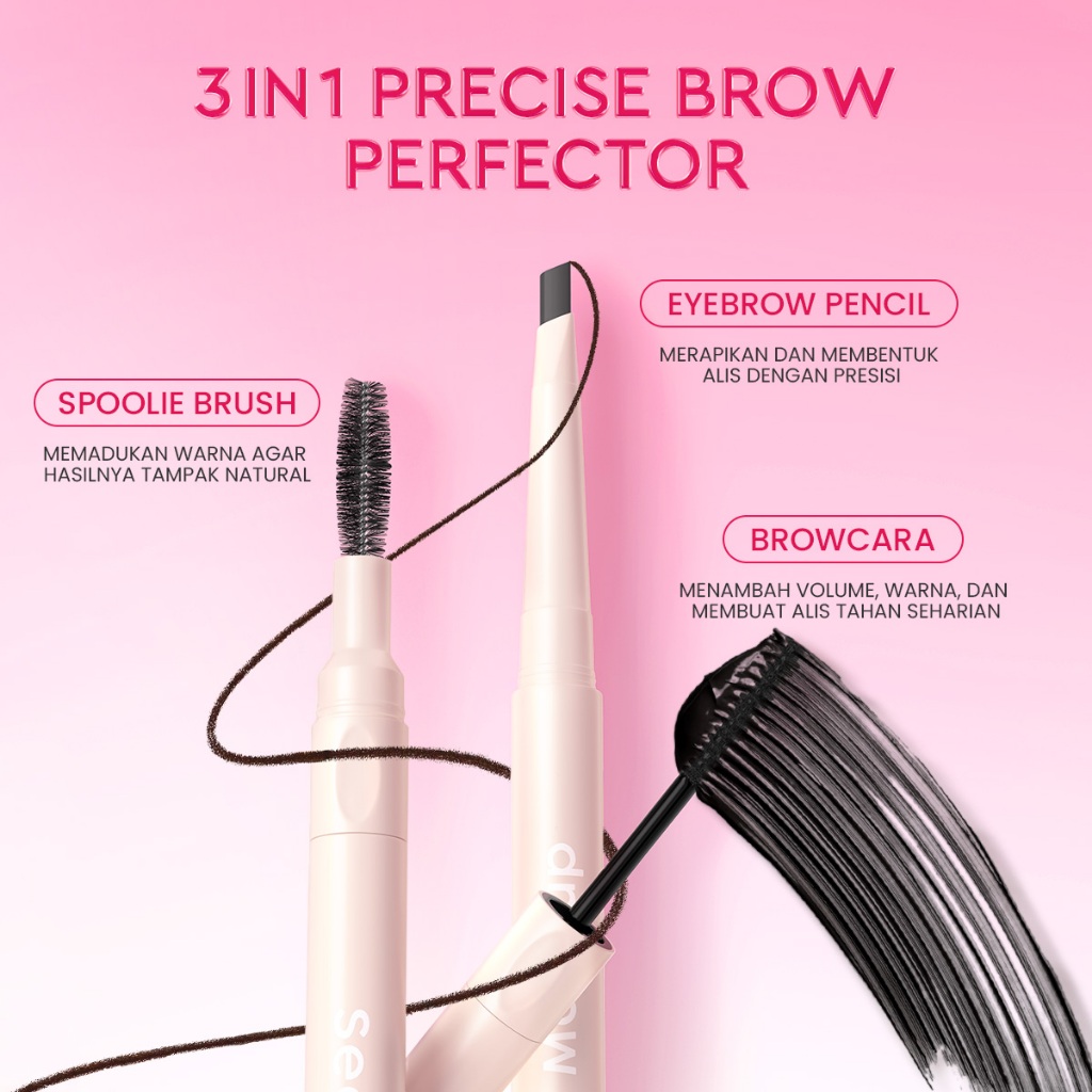 Sea Beauty Indonesia Sea Makeup Browshow Eyebrow Trio Kit Dark Brown