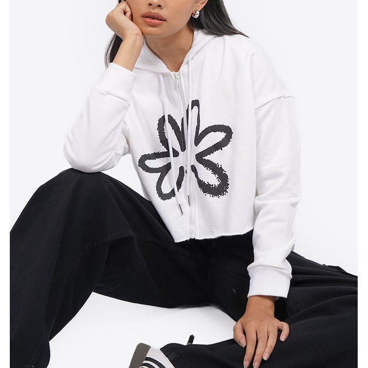 Delamibrands Kharisma Busana COLORBOX Graohic Crop Hoodie Jacket Off White