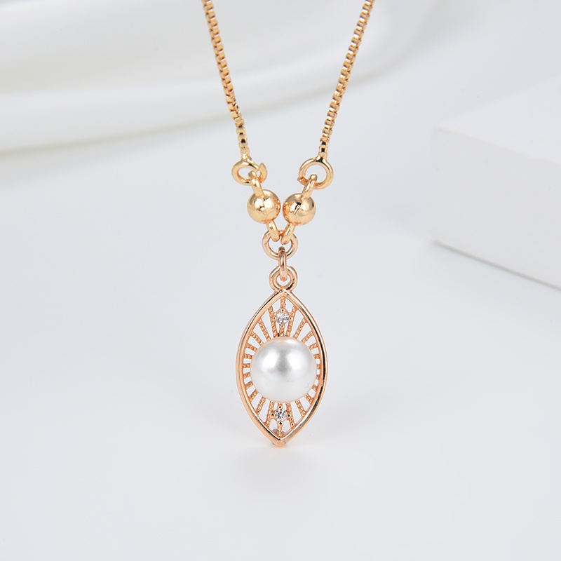 HYL JEWELRY  Kalung Titaniun Korea Wanita Permata Perhiasan Lapis Emas 18k  92N