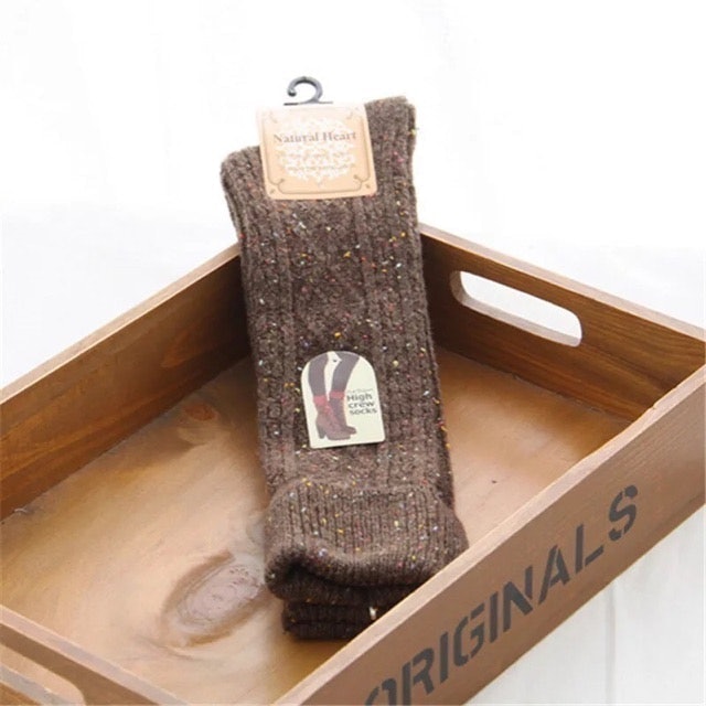 Natural Heart High Crew Socks