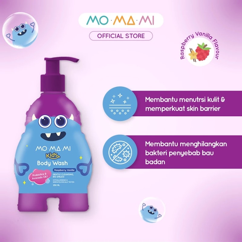 Momami Kids Gentle Body Wash Raspberry Vanilla 3