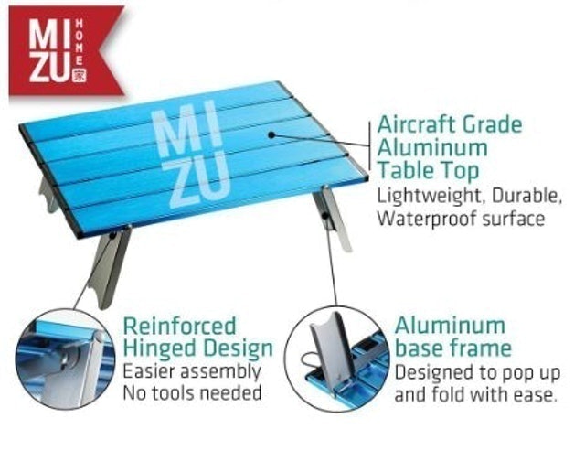Mizu Home PORTA Ultra Portable Light Aluminium Folding Table