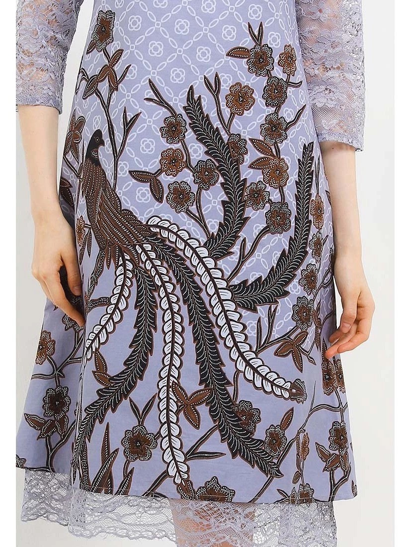 Rianty Batik Dress Emira Emir Abu Kombinasi Brokat