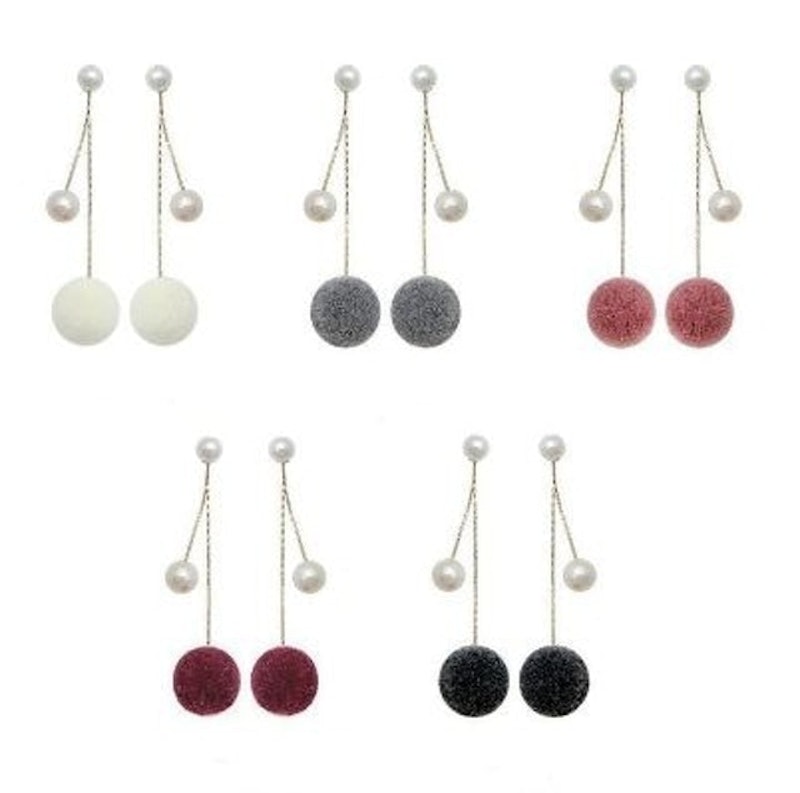 Wild Round Plush Ball Tassel Earrings 1