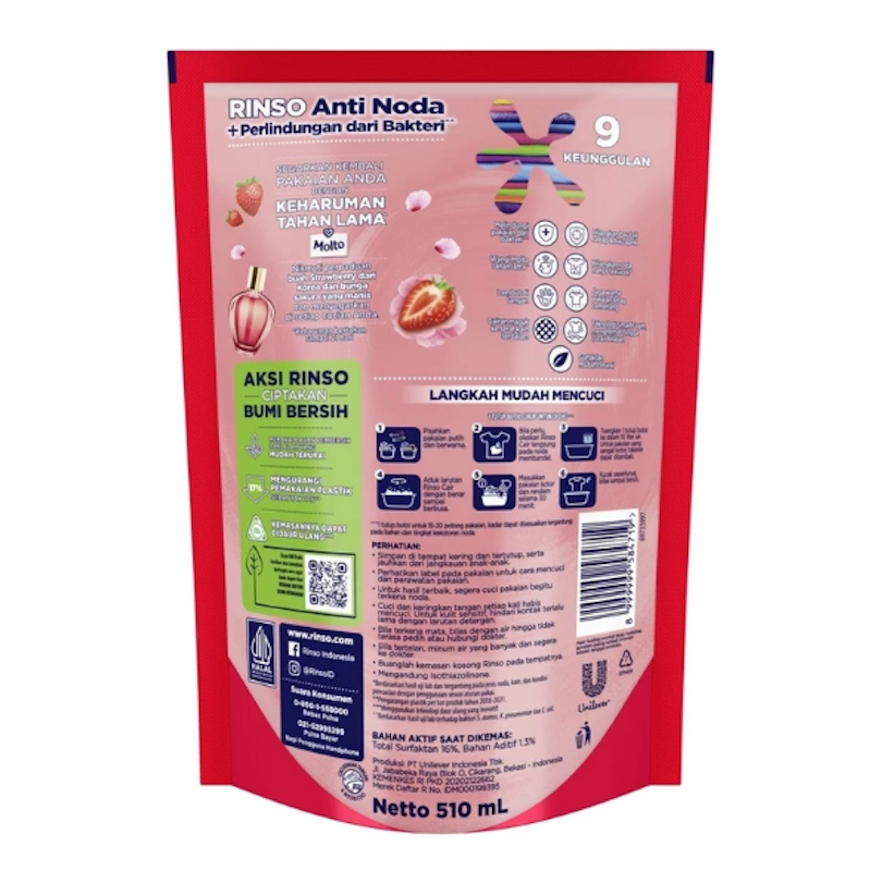 Rinso SensiFresh Deterjen Cair Korean Strawberry 2