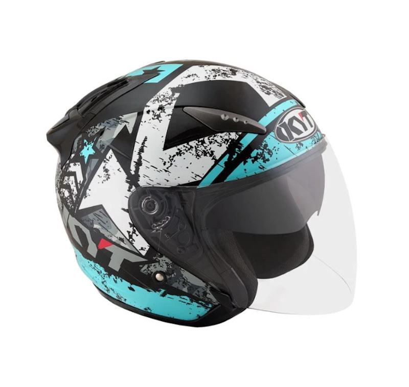 KYT Galaxy Flat R #5 Black/Aqua/Blue 3