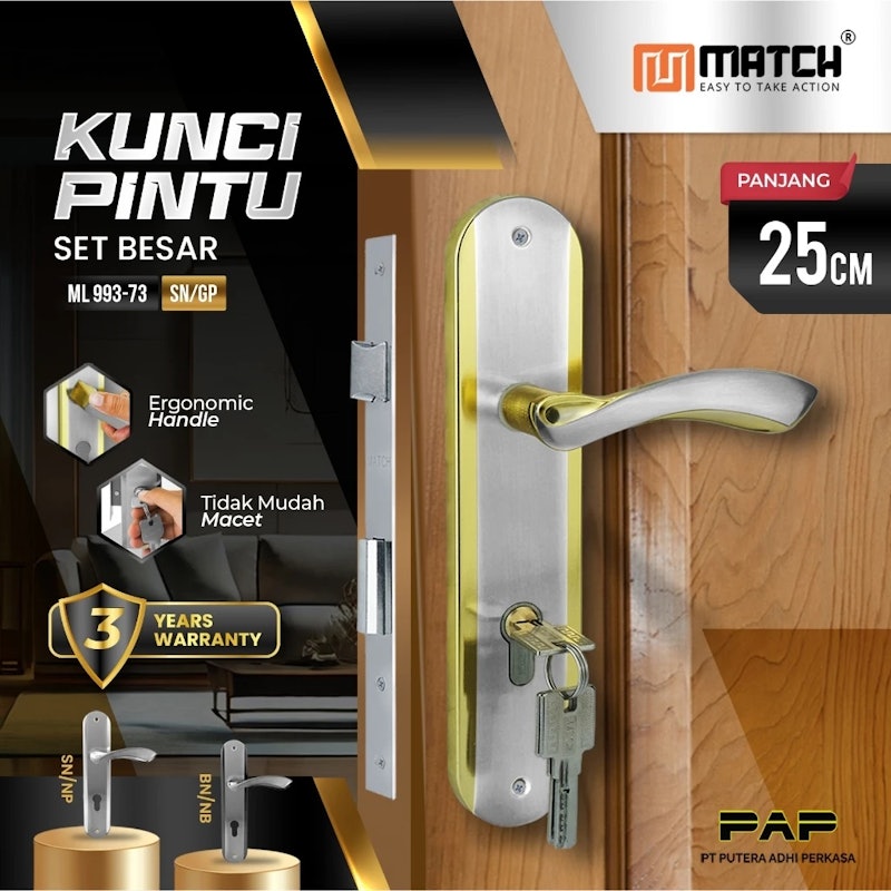 Match Handle Pintu Minimalis Set Besar 25cm ML-73