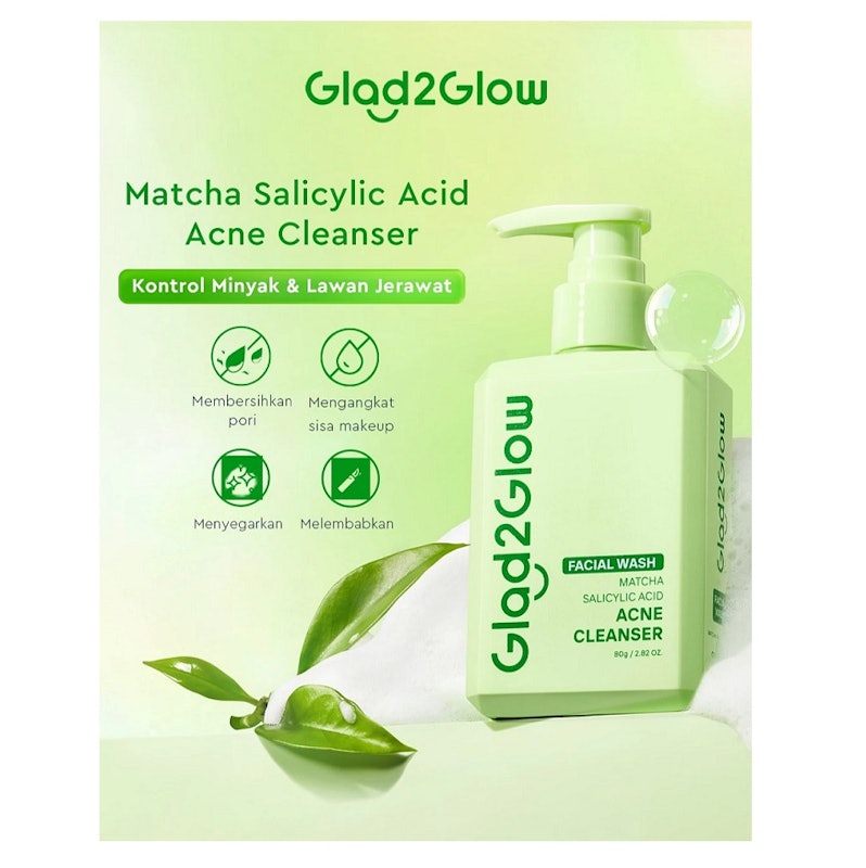 Glad2Glow Matcha Salicylic Acid Acne Cleanser 3