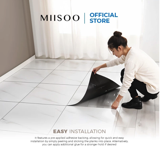  MIISOO Lantai Vinyl Persegi Motif Keramik S55-20
