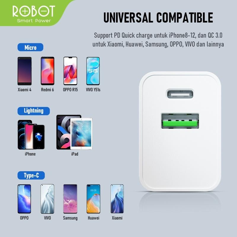 Robot 18W Dual Port Charger Quick Charging 5