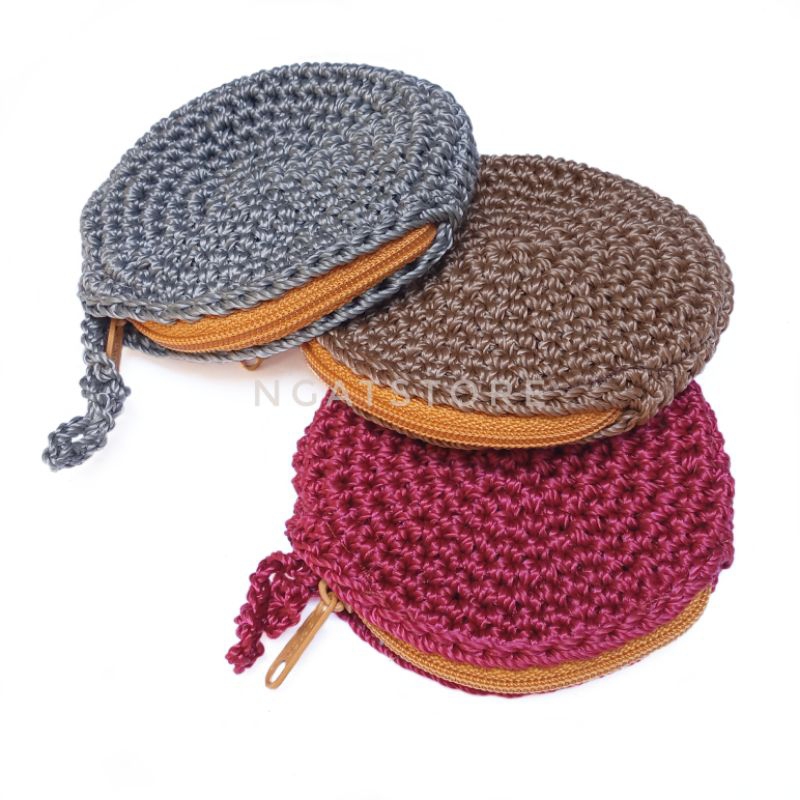  Dompet Koin Rajut Bulat Crochet Minie