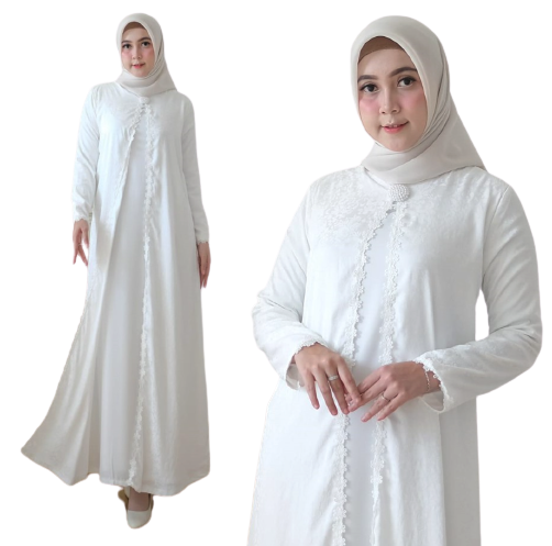 Khadijah Dress Gamis Putih Premium Lebaran ｜ 80820