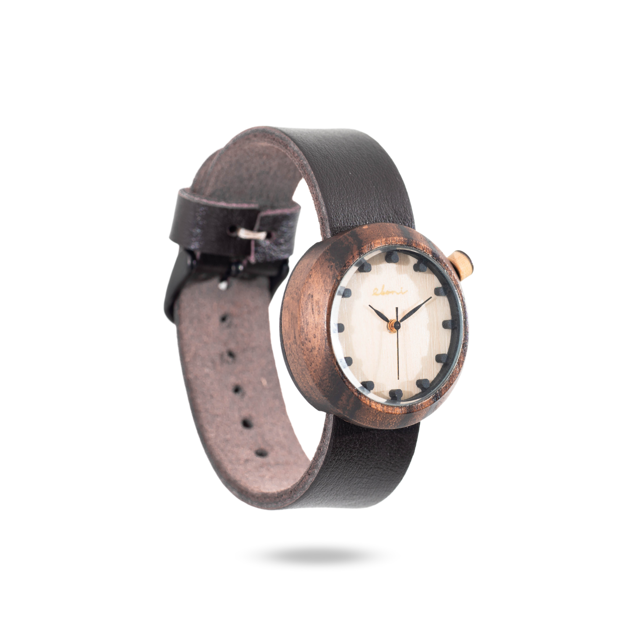 Eboni Jam Tangan Kayu Mini Rosebrown - Dark Brown