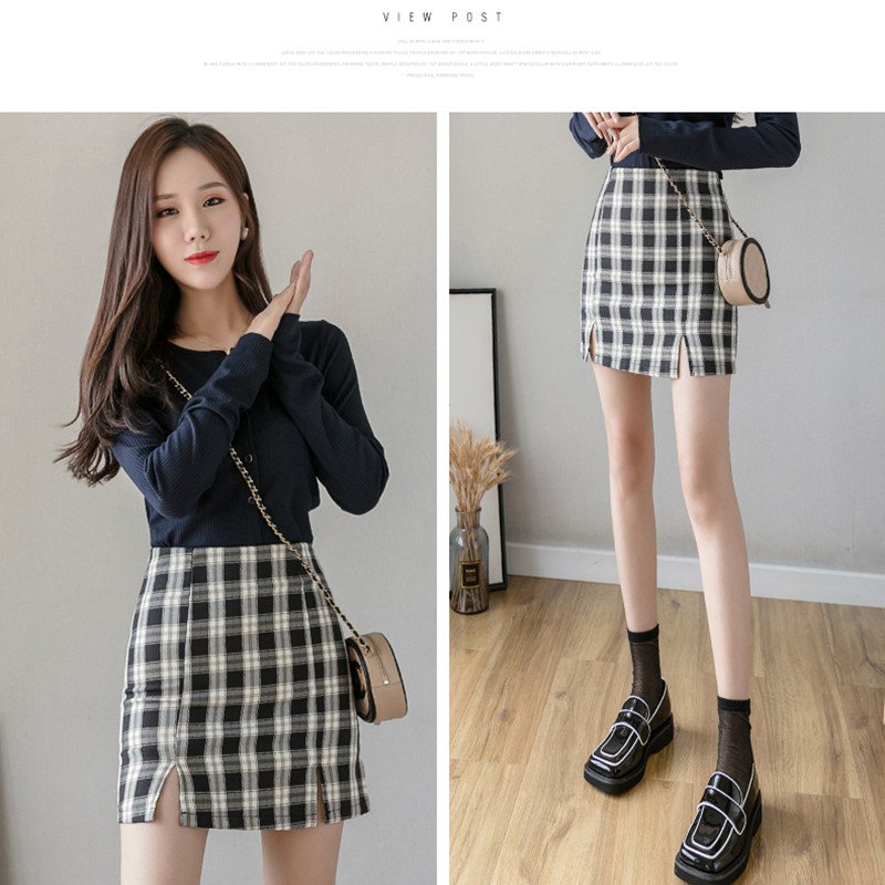 Rok Kotak Kotak Span Pendek Mini Skirt Korea Dq001