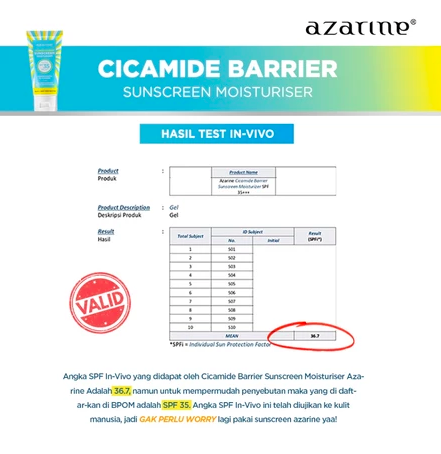 Wahana Kosmetika Indonesia Azarine® Cicamide Barrier Sunscreen Moisturiser SPF 35 PA+++