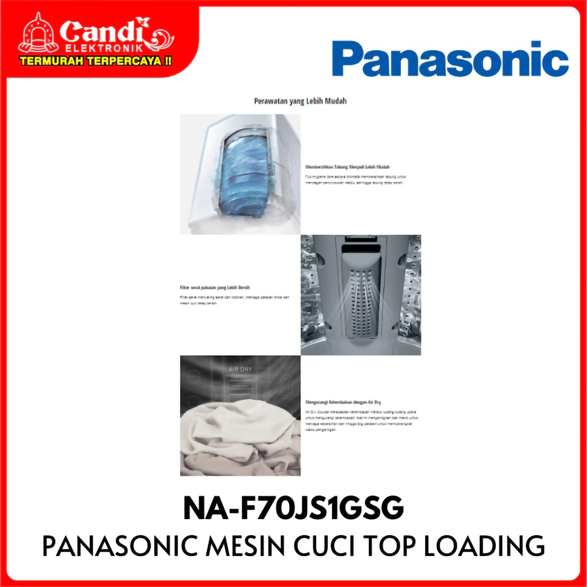 Panasonic Gobel Indonesia Panasonic Mesin Cuci Top Loading 7 Kg NA-F70JS1GSG