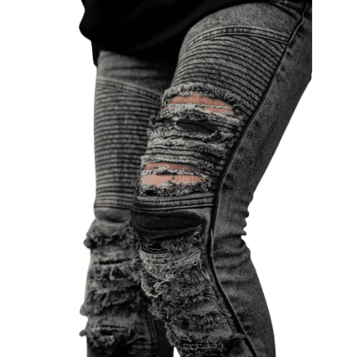 Lod Denim LOD.DENIM Jeans Biker Ripped Denim Skinnyfit Nanogrey