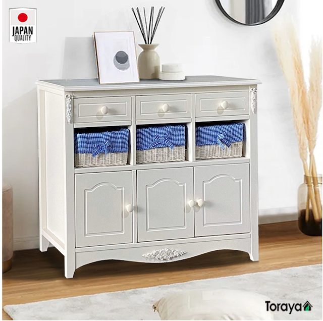 Lemari Rotan Laci Baju Bayi Rak Minimalis   ｜ RS-3D WH