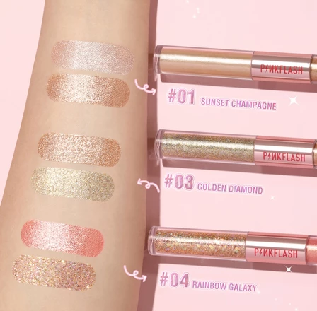 FCL Internasional Indonesia  PINKFLASH DoubleGlow 2 in 1 Liquid Eyeshadow 04 Rainbow Galaxy