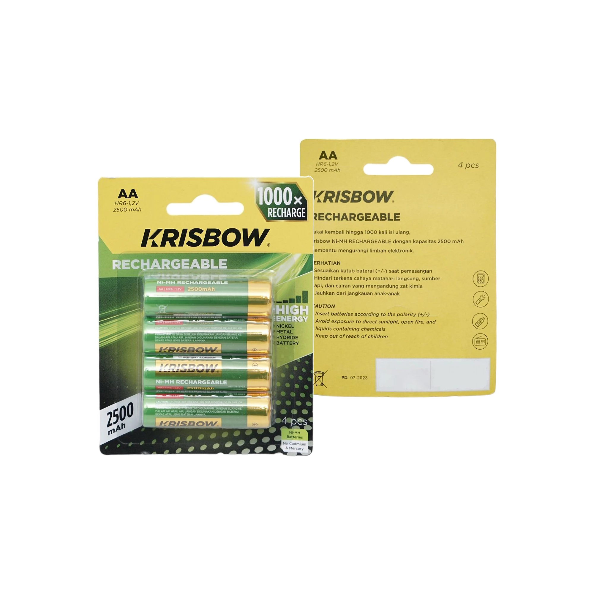 Krisbow® Baterai Rechargeable AA 2500 mAh