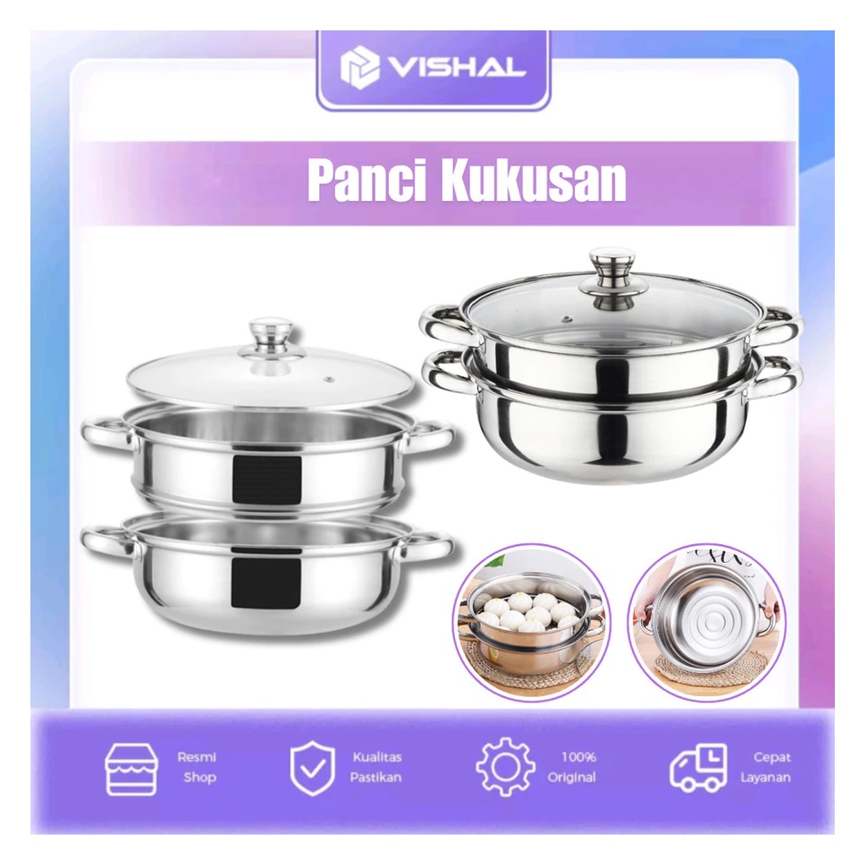  VISHAL Steamer Stainless 2 Tingkat   LJ-002