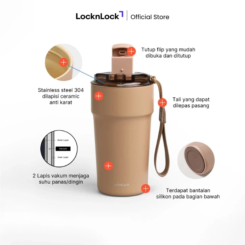 LocknLock LocknLock Metro Cafe Ceramic Coating Tumbler 500 ml  LHC4357