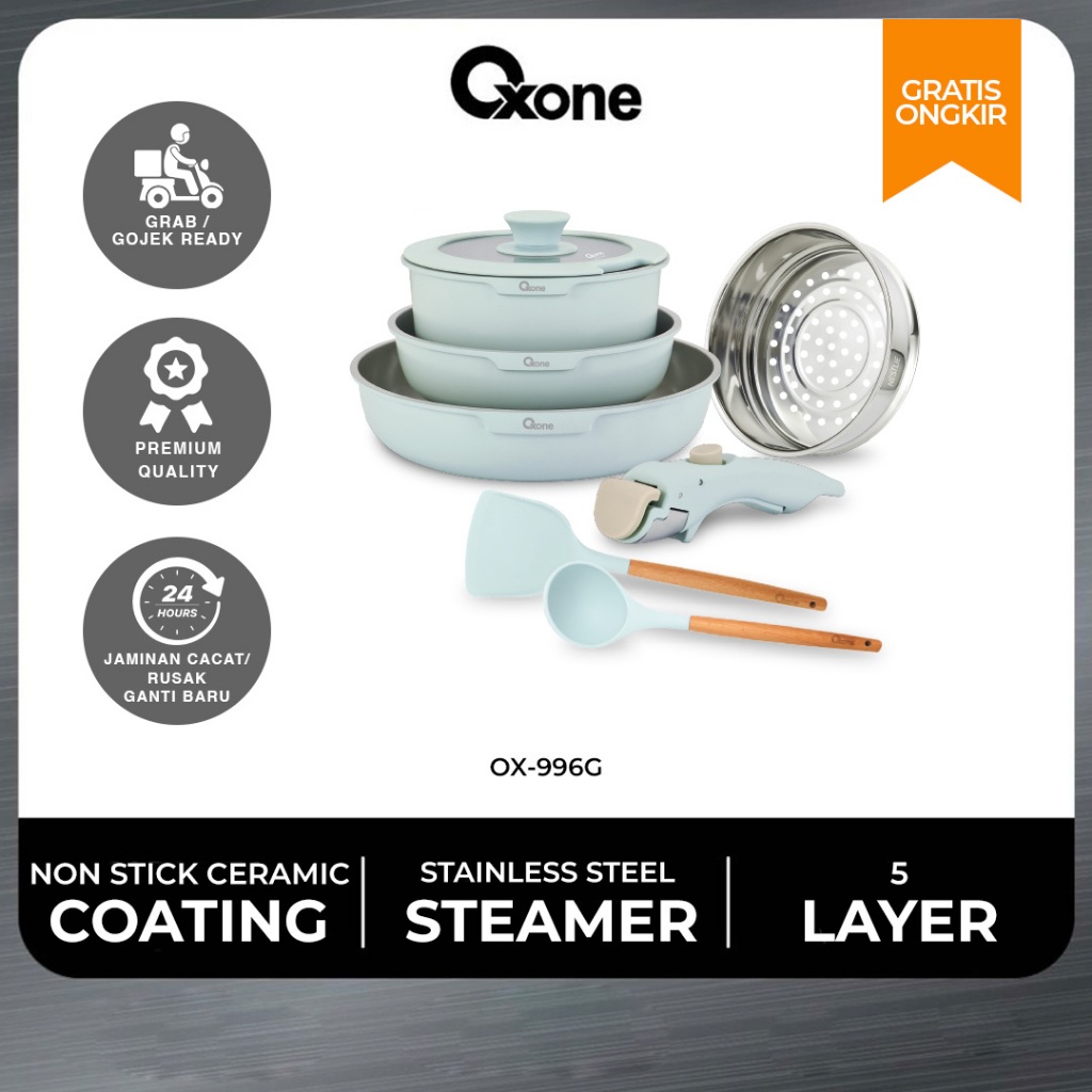 Oxone Nestlie Stackable Cookware Set with Detachable Handle OX-996