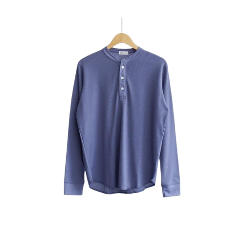 Isla for Men Smith Waffle Henley Neck T-Shirt Long Sleeve