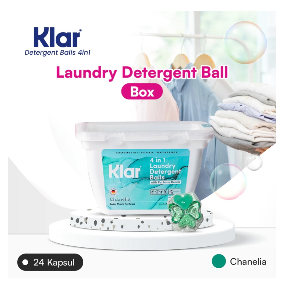 Stein Perkasa Internasional Klar 4 in 1 Laundry Detergent Balls Chanelia Box 24 pcs