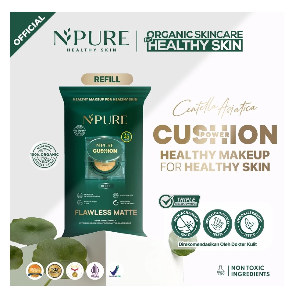 Penta Natural Kosmetindo N'PURE Centella Asiatica Flawless Matte Power Cushion Banana