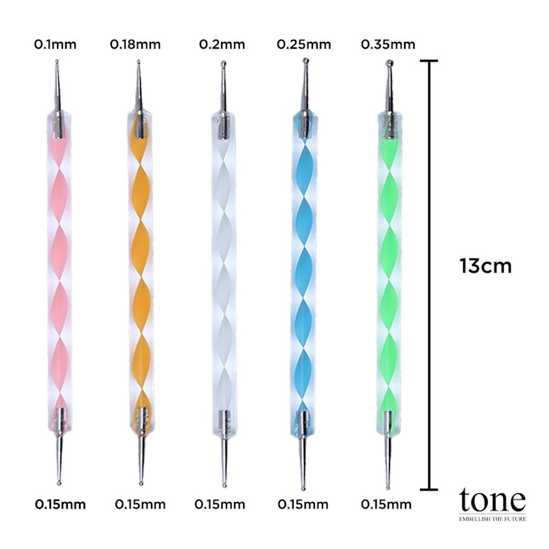Nail Art Pen Dotting Tools - Alat Membuat Nail Art 1 Set isi 5 Pcs 3