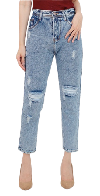 Jeans Boyfriend HW Ripped Snow Denim