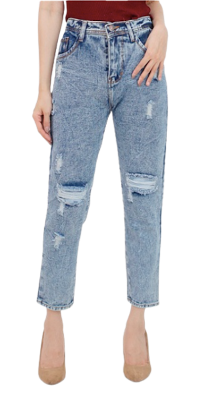 Jeans Boyfriend HW Ripped Snow Denim 1