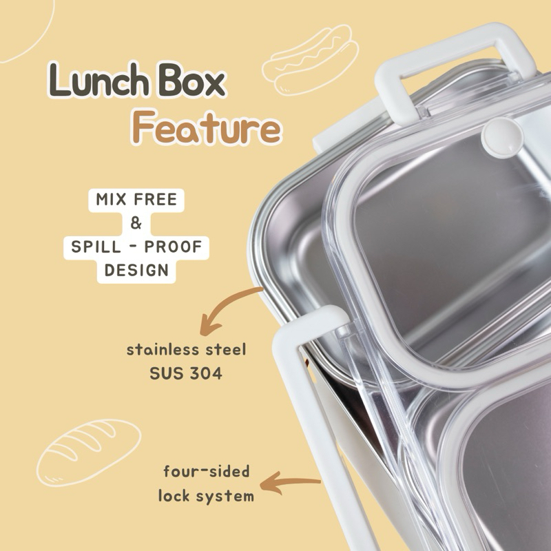  AGATA Stainless Lunch Box 3 Sekat