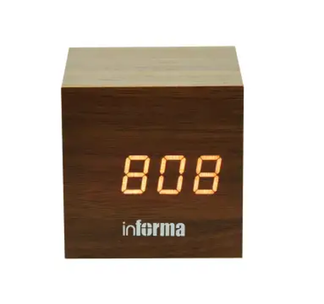 Jam Waker Digital Kayu Kubus