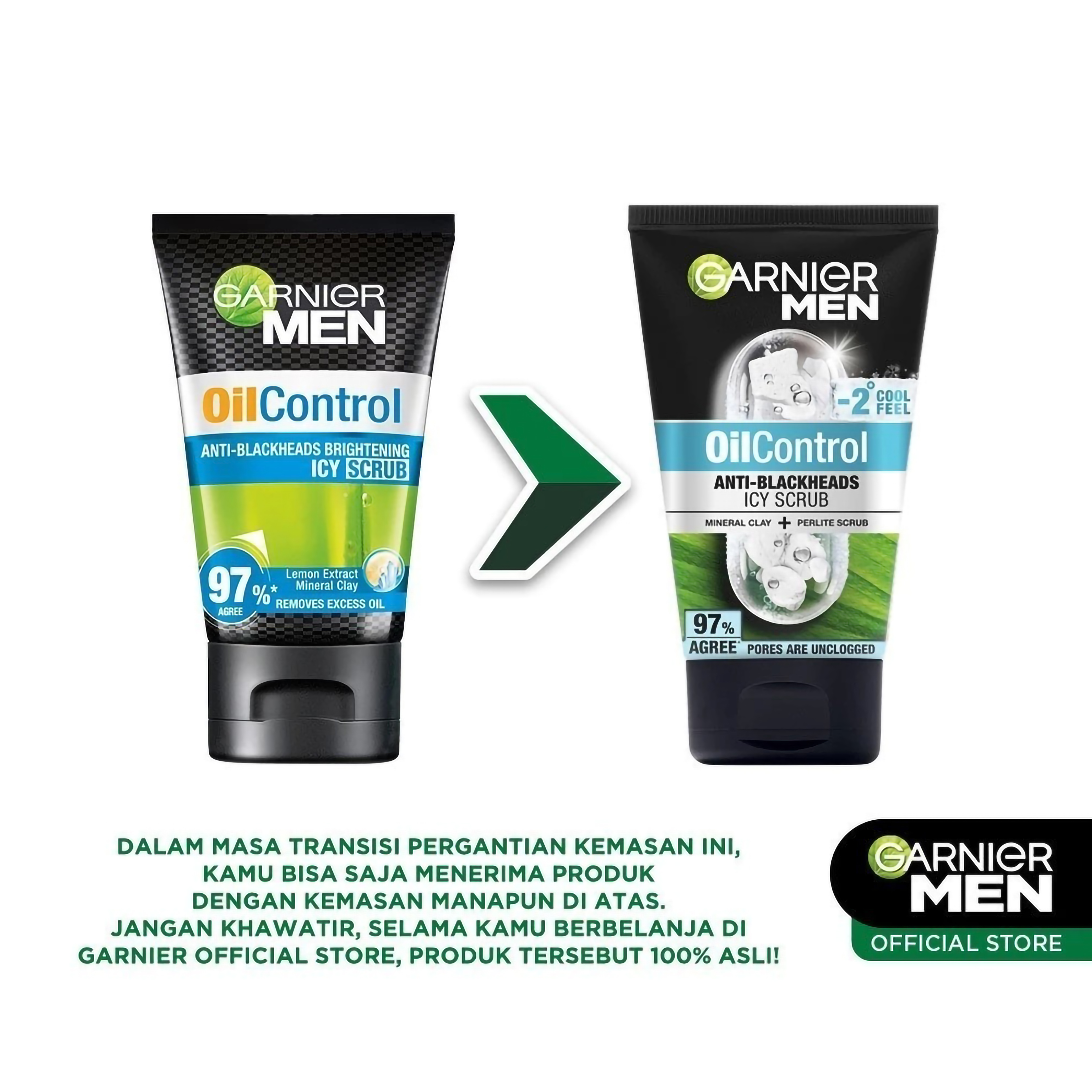 Loreal Indonesia Garnier Men Oil Control Anti Blackheads Brightening Icy Scrub 100 ml
