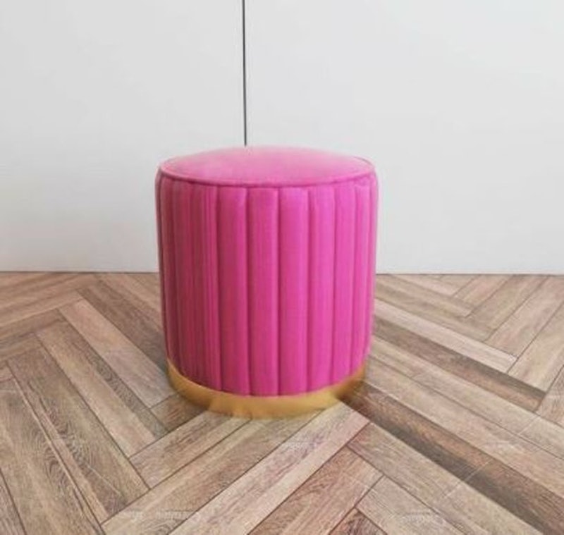 Round Ottoman Stool Vertical Line 3
