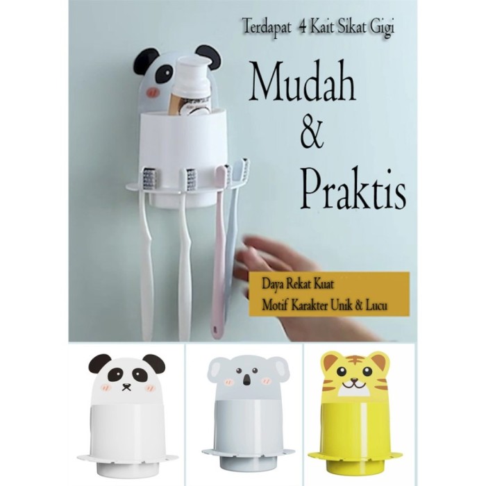 Tempat Sikat Gigi 4 Kait New Model Animal 4