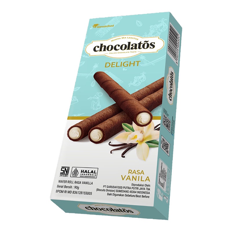 Garudafood Putra Putri Jaya Chocolatos Wafer Stick Delight Rasa Vanilla