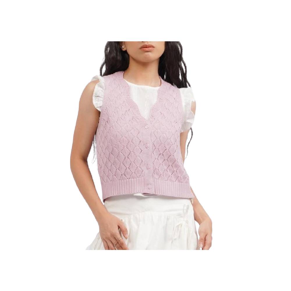 COLORBOX Knitted Crop Vest Lilac