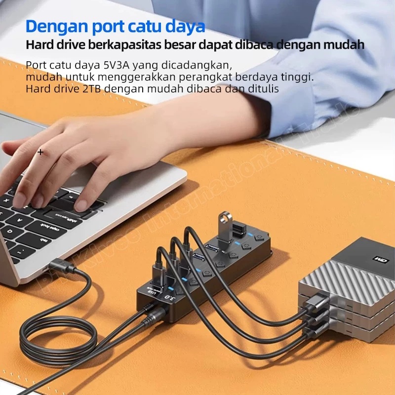 Kivee International Trade KIVEE USB Hub 7-in-1 USB 3.0  KV-AD22