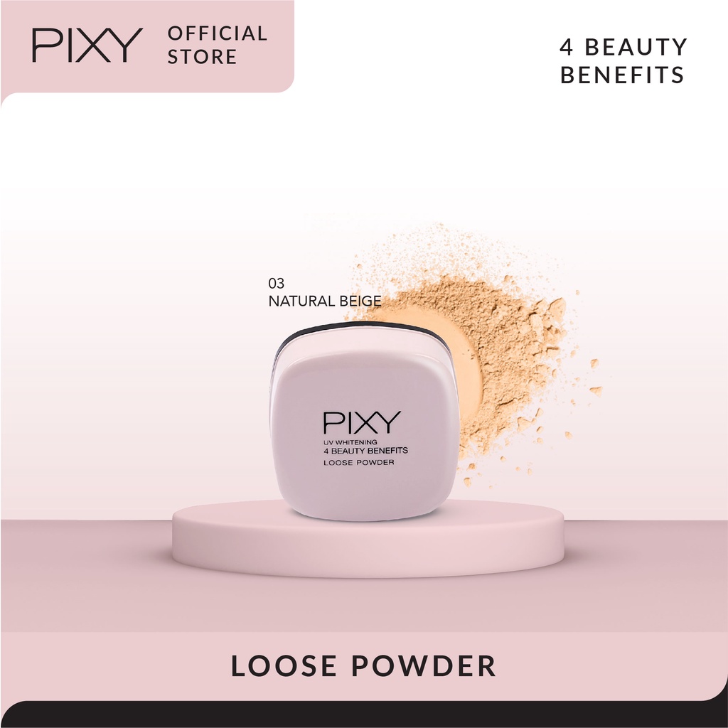 Mandom Indonesia PIXY UV Whitening 4 Beauty Benefits Loose Powder 03 Natural Beige
