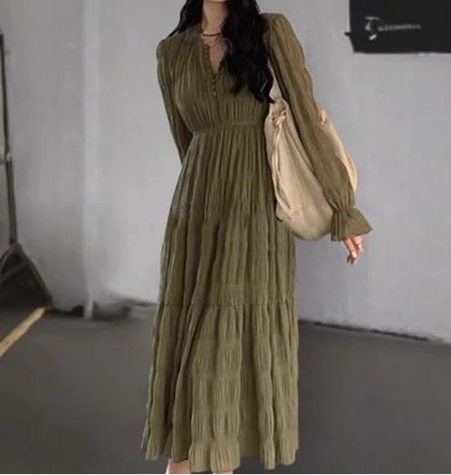  Gaun Panjang Sifon Hijau M505